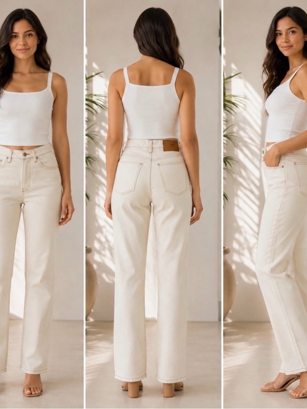 Frame Denim Le Italien Straight-Leg Jeans in Cream